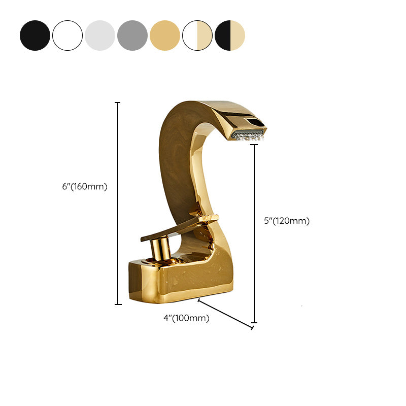 Modern Single Handle Sink Faucet Bathroom Brass Centered Faucet Clearhalo 'Bathroom Remodel & Bathroom Fixtures' 'Bathroom Sink Faucets' 'Bathroom Sinks & Faucet Components' 'bathroom_sink_faucets' 'Home Improvement' 'home_improvement' 'home_improvement_bathroom_sink_faucets' 7164836