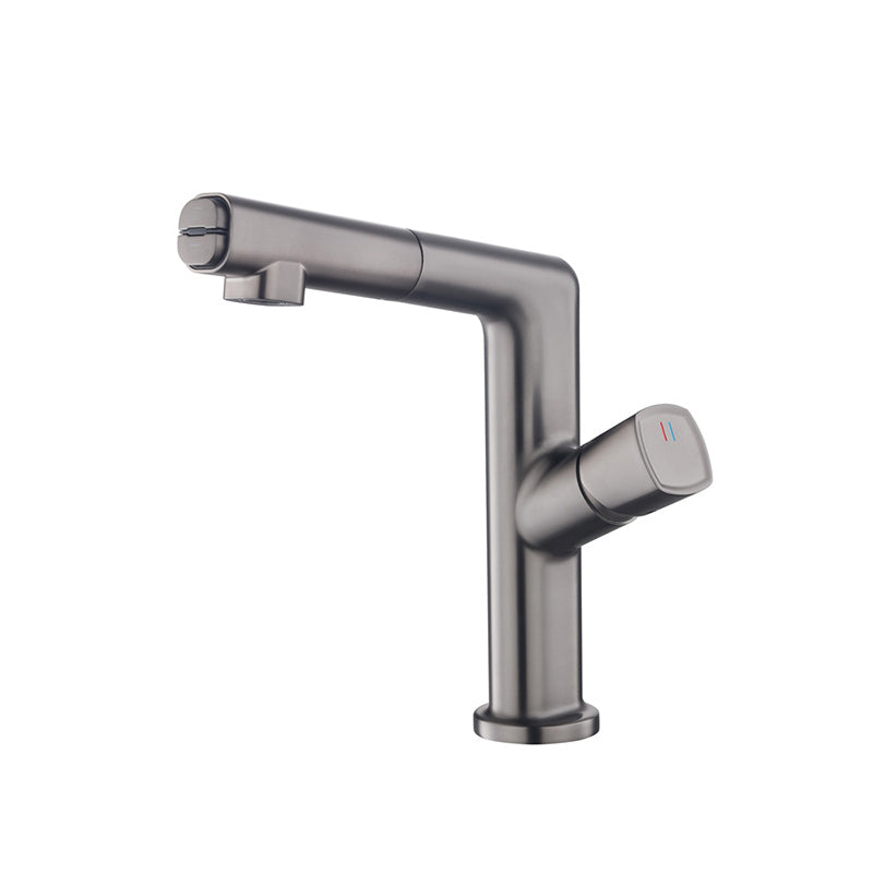 Modern Single Handle Sink Faucet Brass Square Bathroom Faucet Clearhalo 'Bathroom Remodel & Bathroom Fixtures' 'Bathroom Sink Faucets' 'Bathroom Sinks & Faucet Components' 'bathroom_sink_faucets' 'Home Improvement' 'home_improvement' 'home_improvement_bathroom_sink_faucets' 7164862