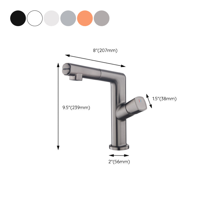 Modern Single Handle Sink Faucet Brass Square Bathroom Faucet Clearhalo 'Bathroom Remodel & Bathroom Fixtures' 'Bathroom Sink Faucets' 'Bathroom Sinks & Faucet Components' 'bathroom_sink_faucets' 'Home Improvement' 'home_improvement' 'home_improvement_bathroom_sink_faucets' 7164867