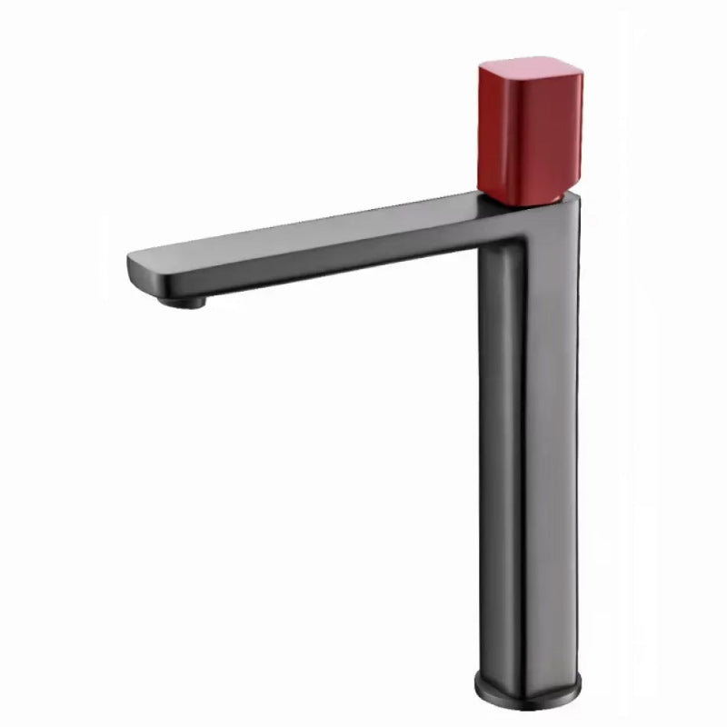 Modern Bathroom Sink Faucet with Single Handle Brass Square Faucet Gray-Red Tall Clearhalo 'Bathroom Remodel & Bathroom Fixtures' 'Bathroom Sink Faucets' 'Bathroom Sinks & Faucet Components' 'bathroom_sink_faucets' 'Home Improvement' 'home_improvement' 'home_improvement_bathroom_sink_faucets' 7164891