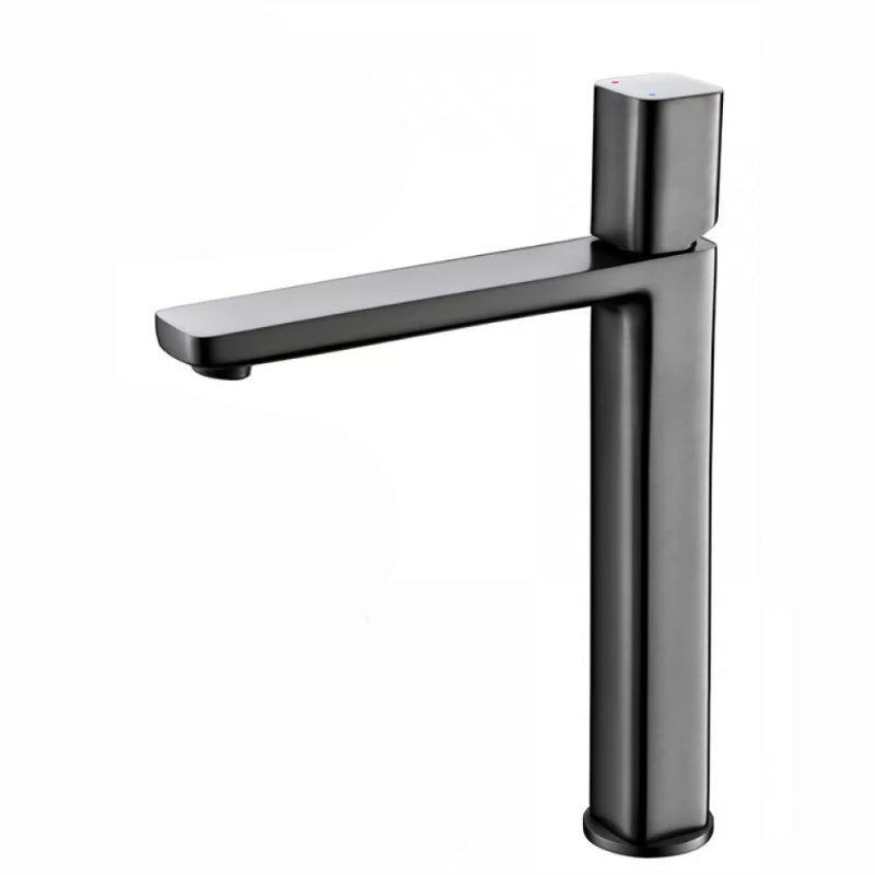 Modern Bathroom Sink Faucet with Single Handle Brass Square Faucet Gun Grey Tall Clearhalo 'Bathroom Remodel & Bathroom Fixtures' 'Bathroom Sink Faucets' 'Bathroom Sinks & Faucet Components' 'bathroom_sink_faucets' 'Home Improvement' 'home_improvement' 'home_improvement_bathroom_sink_faucets' 7164893