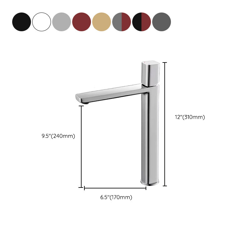 Modern Bathroom Sink Faucet with Single Handle Brass Square Faucet Clearhalo 'Bathroom Remodel & Bathroom Fixtures' 'Bathroom Sink Faucets' 'Bathroom Sinks & Faucet Components' 'bathroom_sink_faucets' 'Home Improvement' 'home_improvement' 'home_improvement_bathroom_sink_faucets' 7164894