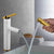 Swivel Spout Bathroom Sink Faucet with Single Handle Brass Faucet White-Gold Low Style Clearhalo 'Bathroom Remodel & Bathroom Fixtures' 'Bathroom Sink Faucets' 'Bathroom Sinks & Faucet Components' 'bathroom_sink_faucets' 'Home Improvement' 'home_improvement' 'home_improvement_bathroom_sink_faucets' 7164906