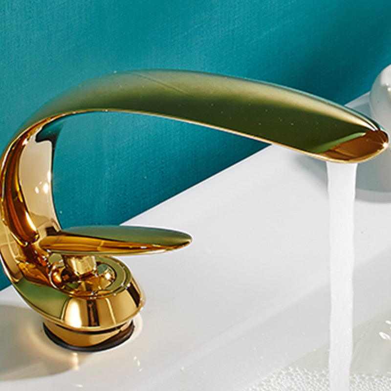 Luxury Single Handle Sink Faucet Brass Bathroom Gooseneck Faucet Clearhalo 'Bathroom Remodel & Bathroom Fixtures' 'Bathroom Sink Faucets' 'Bathroom Sinks & Faucet Components' 'bathroom_sink_faucets' 'Home Improvement' 'home_improvement' 'home_improvement_bathroom_sink_faucets' 7164929