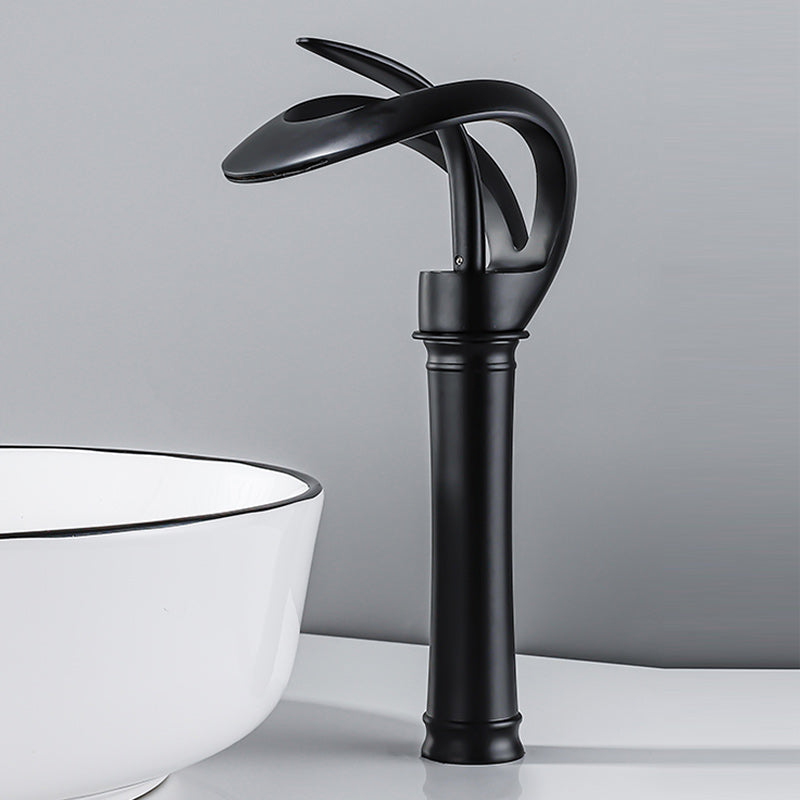 Luxury Single Handle Sink Faucet Brass Bathroom Novel Shape Faucet Black High Style Clearhalo 'Bathroom Remodel & Bathroom Fixtures' 'Bathroom Sink Faucets' 'Bathroom Sinks & Faucet Components' 'bathroom_sink_faucets' 'Home Improvement' 'home_improvement' 'home_improvement_bathroom_sink_faucets' 7164938