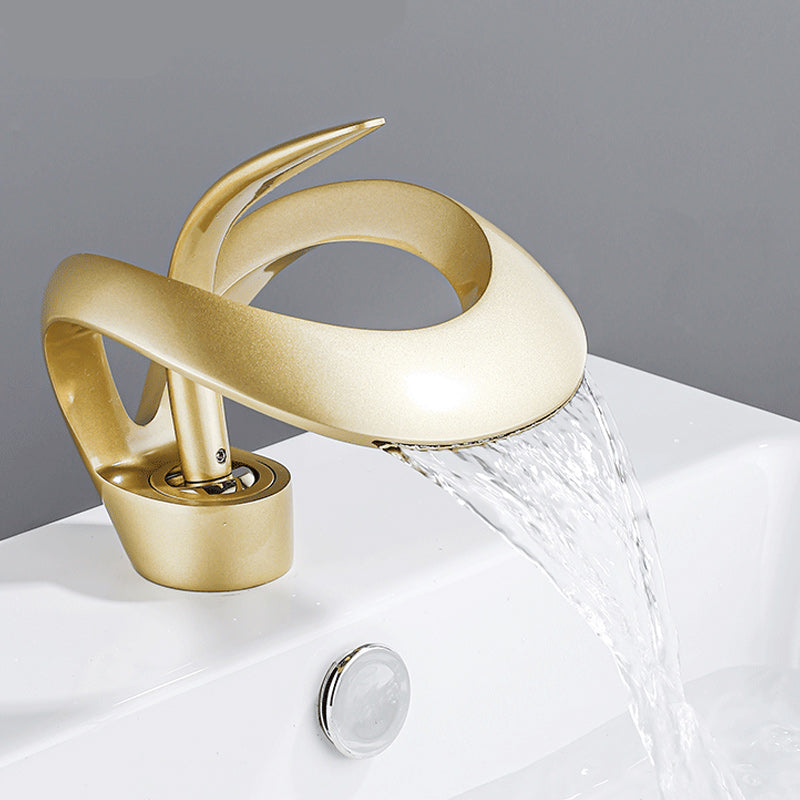 Luxury Single Handle Sink Faucet Brass Bathroom Novel Shape Faucet Clearhalo 'Bathroom Remodel & Bathroom Fixtures' 'Bathroom Sink Faucets' 'Bathroom Sinks & Faucet Components' 'bathroom_sink_faucets' 'Home Improvement' 'home_improvement' 'home_improvement_bathroom_sink_faucets' 7164944