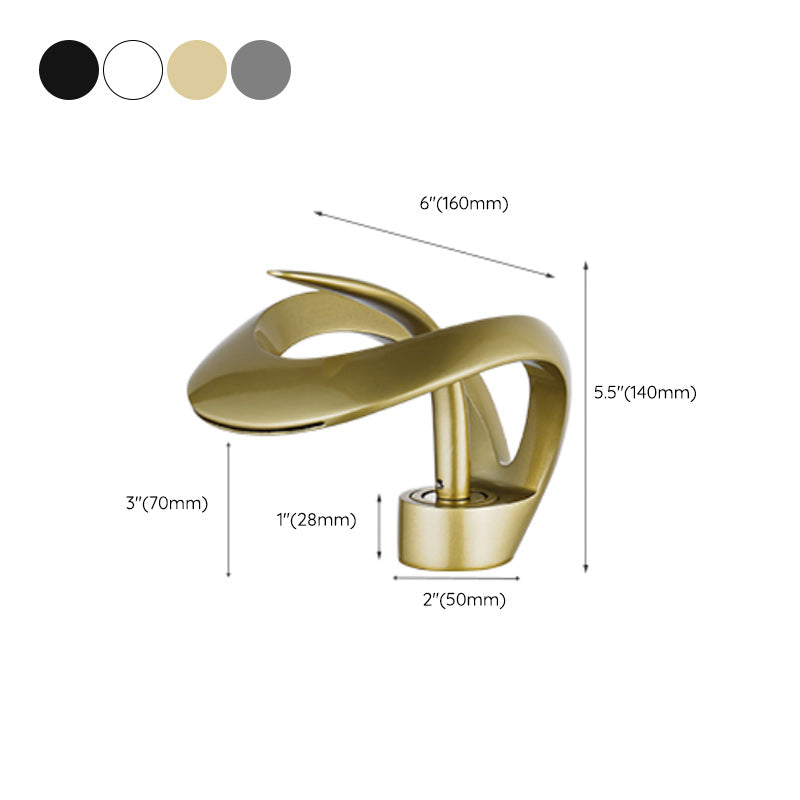 Luxury Single Handle Sink Faucet Brass Bathroom Novel Shape Faucet Clearhalo 'Bathroom Remodel & Bathroom Fixtures' 'Bathroom Sink Faucets' 'Bathroom Sinks & Faucet Components' 'bathroom_sink_faucets' 'Home Improvement' 'home_improvement' 'home_improvement_bathroom_sink_faucets' 7164955