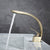 Glam Single Handle Sink Faucet Brass Bathroom Gooseneck Faucet Gold Clearhalo 'Bathroom Remodel & Bathroom Fixtures' 'Bathroom Sink Faucets' 'Bathroom Sinks & Faucet Components' 'bathroom_sink_faucets' 'Home Improvement' 'home_improvement' 'home_improvement_bathroom_sink_faucets' 7164961