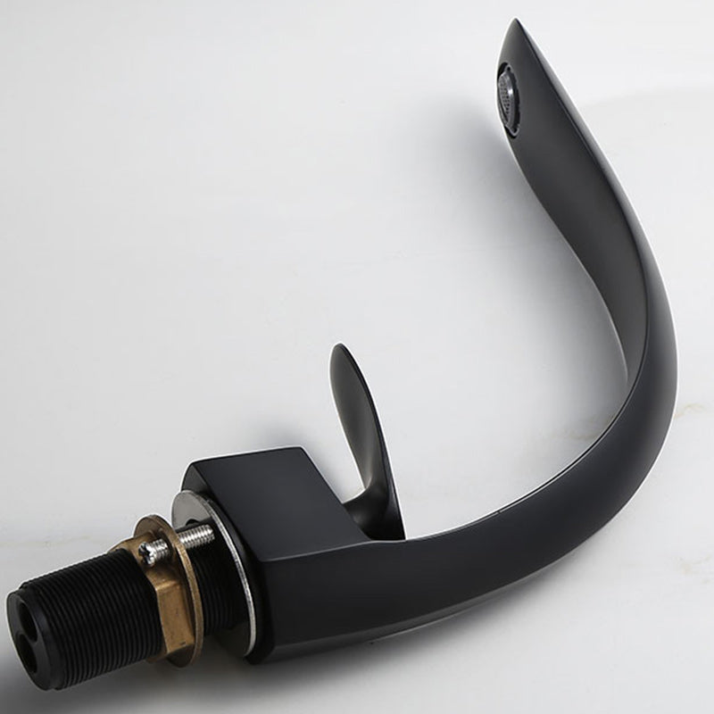 Glam Single Handle Sink Faucet Brass Bathroom Gooseneck Faucet Clearhalo 'Bathroom Remodel & Bathroom Fixtures' 'Bathroom Sink Faucets' 'Bathroom Sinks & Faucet Components' 'bathroom_sink_faucets' 'Home Improvement' 'home_improvement' 'home_improvement_bathroom_sink_faucets' 7164969