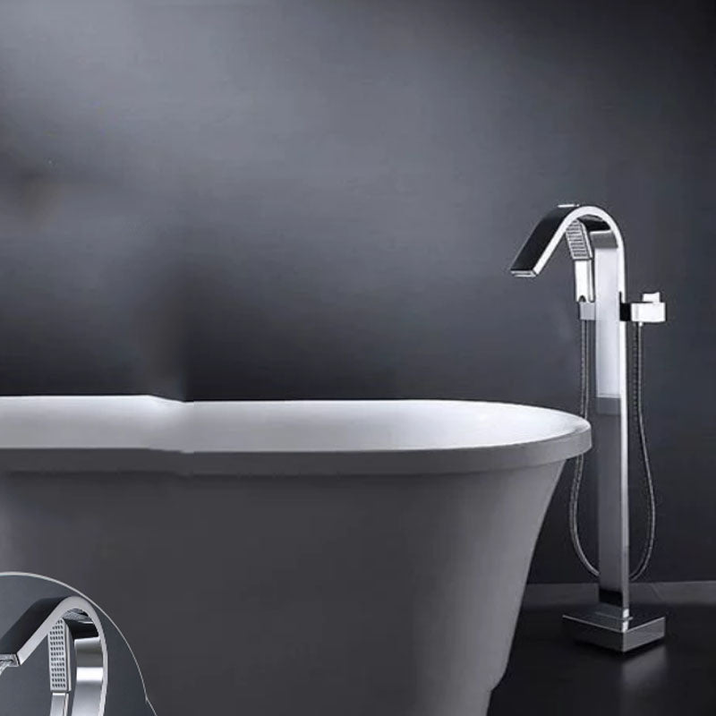 Modern Freestanding Bathtub Faucet Copper Floor Mounted Lever Handle Tub Faucet Trim Clearhalo 'Bathroom Remodel & Bathroom Fixtures' 'Bathtub Faucets' 'bathtub_faucets' 'Home Improvement' 'home_improvement' 'home_improvement_bathtub_faucets' 7164988