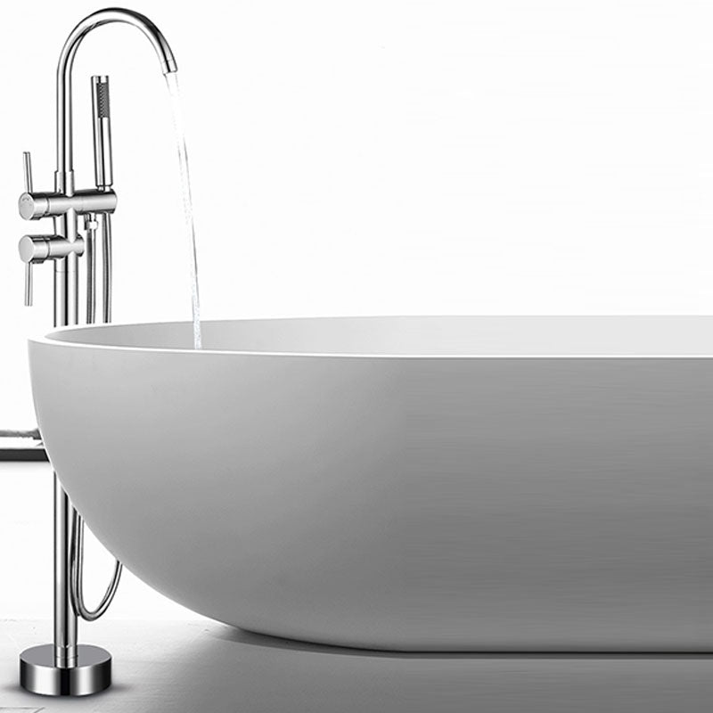 Modern Freestanding Bathtub Faucet Copper Floor Mounted Lever Handle Tub Faucet Trim Clearhalo 'Bathroom Remodel & Bathroom Fixtures' 'Bathtub Faucets' 'bathtub_faucets' 'Home Improvement' 'home_improvement' 'home_improvement_bathtub_faucets' 7164990