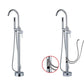 Modern Freestanding Bathtub Faucet Copper Floor Mounted Lever Handle Tub Faucet Trim Clearhalo 'Bathroom Remodel & Bathroom Fixtures' 'Bathtub Faucets' 'bathtub_faucets' 'Home Improvement' 'home_improvement' 'home_improvement_bathtub_faucets' 7164998