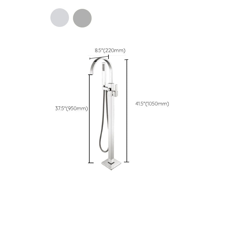 Modern Freestanding Bathtub Faucet Copper Floor Mounted Lever Handle Tub Faucet Trim Clearhalo 'Bathroom Remodel & Bathroom Fixtures' 'Bathtub Faucets' 'bathtub_faucets' 'Home Improvement' 'home_improvement' 'home_improvement_bathtub_faucets' 7165017