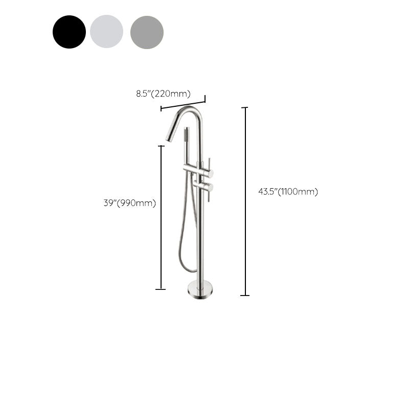 Modern Freestanding Bathtub Faucet Copper Floor Mounted Lever Handle Tub Faucet Trim Clearhalo 'Bathroom Remodel & Bathroom Fixtures' 'Bathtub Faucets' 'bathtub_faucets' 'Home Improvement' 'home_improvement' 'home_improvement_bathtub_faucets' 7165024