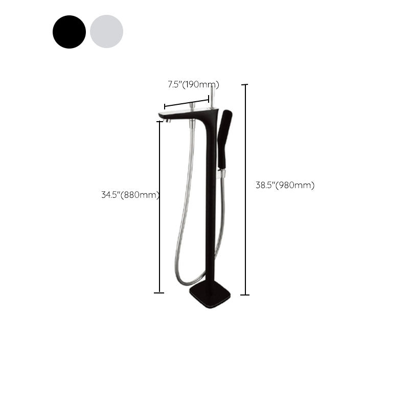 Modern Freestanding Bathtub Faucet Copper Floor Mounted Lever Handle Tub Faucet Trim Clearhalo 'Bathroom Remodel & Bathroom Fixtures' 'Bathtub Faucets' 'bathtub_faucets' 'Home Improvement' 'home_improvement' 'home_improvement_bathtub_faucets' 7165025