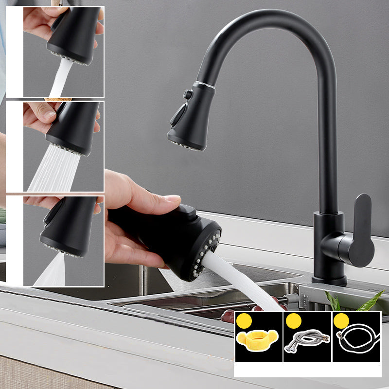 Modern Pull Down Single Handle Kitchen Faucet 1-Hold Profile Faucet Clearhalo 'Home Improvement' 'home_improvement' 'home_improvement_kitchen_faucets' 'Kitchen Faucets' 'Kitchen Remodel & Kitchen Fixtures' 'Kitchen Sinks & Faucet Components' 'kitchen_faucets' 7165127