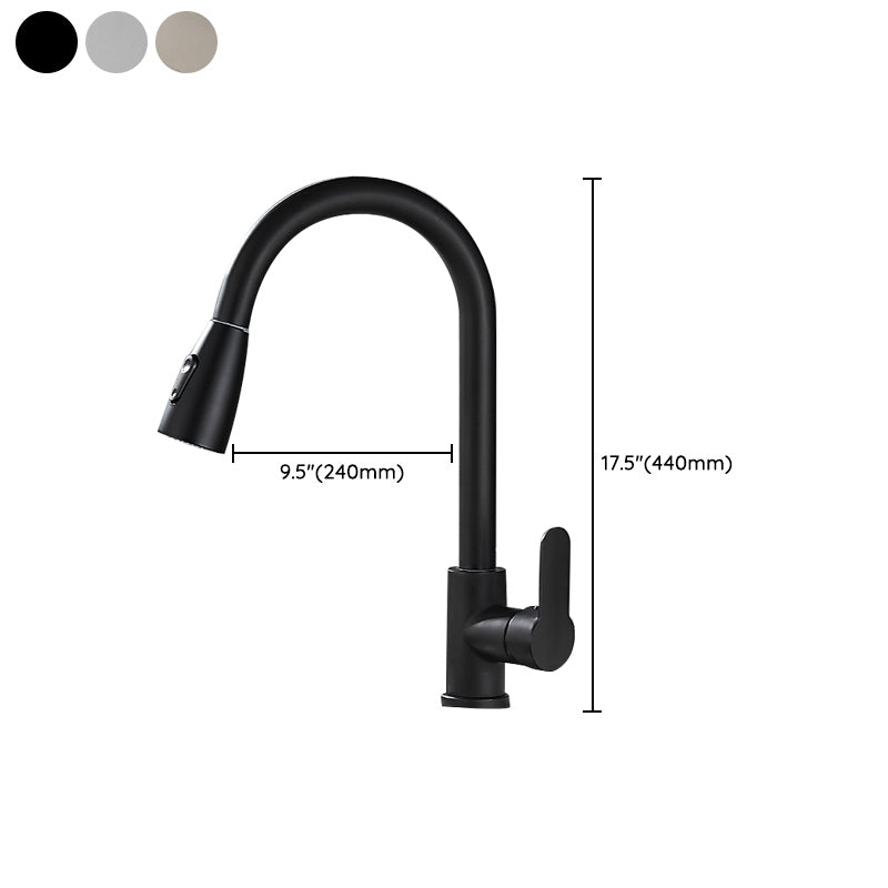 Modern Pull Down Single Handle Kitchen Faucet 1-Hold Profile Faucet Clearhalo 'Home Improvement' 'home_improvement' 'home_improvement_kitchen_faucets' 'Kitchen Faucets' 'Kitchen Remodel & Kitchen Fixtures' 'Kitchen Sinks & Faucet Components' 'kitchen_faucets' 7165146