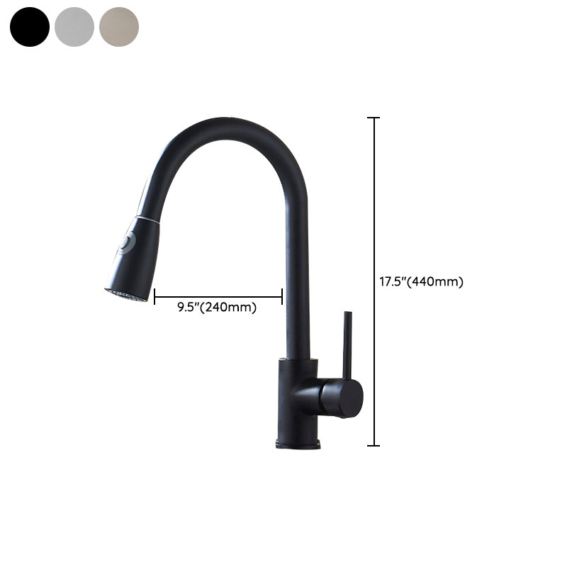 Modern Pull Down Single Handle Kitchen Faucet 1-Hold Profile Faucet Clearhalo 'Home Improvement' 'home_improvement' 'home_improvement_kitchen_faucets' 'Kitchen Faucets' 'Kitchen Remodel & Kitchen Fixtures' 'Kitchen Sinks & Faucet Components' 'kitchen_faucets' 7165147