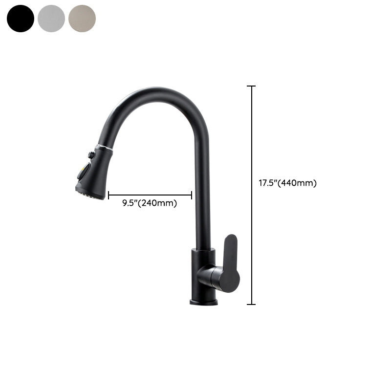 Modern Pull Down Single Handle Kitchen Faucet 1-Hold Profile Faucet Clearhalo 'Home Improvement' 'home_improvement' 'home_improvement_kitchen_faucets' 'Kitchen Faucets' 'Kitchen Remodel & Kitchen Fixtures' 'Kitchen Sinks & Faucet Components' 'kitchen_faucets' 7165148