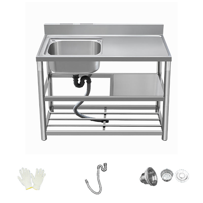 Modern Style Kitchen Sink All-in-one Stainless Steel Kitchen Sink with Drain Assembly 39"L x 20"W x 31"H Sink Only Left Clearhalo 'Home Improvement' 'home_improvement' 'home_improvement_kitchen_sinks' 'Kitchen Remodel & Kitchen Fixtures' 'Kitchen Sinks & Faucet Components' 'Kitchen Sinks' 'kitchen_sinks' 7165276