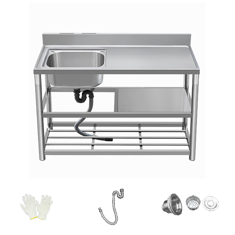 Modern Style Kitchen Sink All-in-one Stainless Steel Kitchen Sink with Drain Assembly 47"L x 20"W x 31"H Sink Only Left Clearhalo 'Home Improvement' 'home_improvement' 'home_improvement_kitchen_sinks' 'Kitchen Remodel & Kitchen Fixtures' 'Kitchen Sinks & Faucet Components' 'Kitchen Sinks' 'kitchen_sinks' 7165280