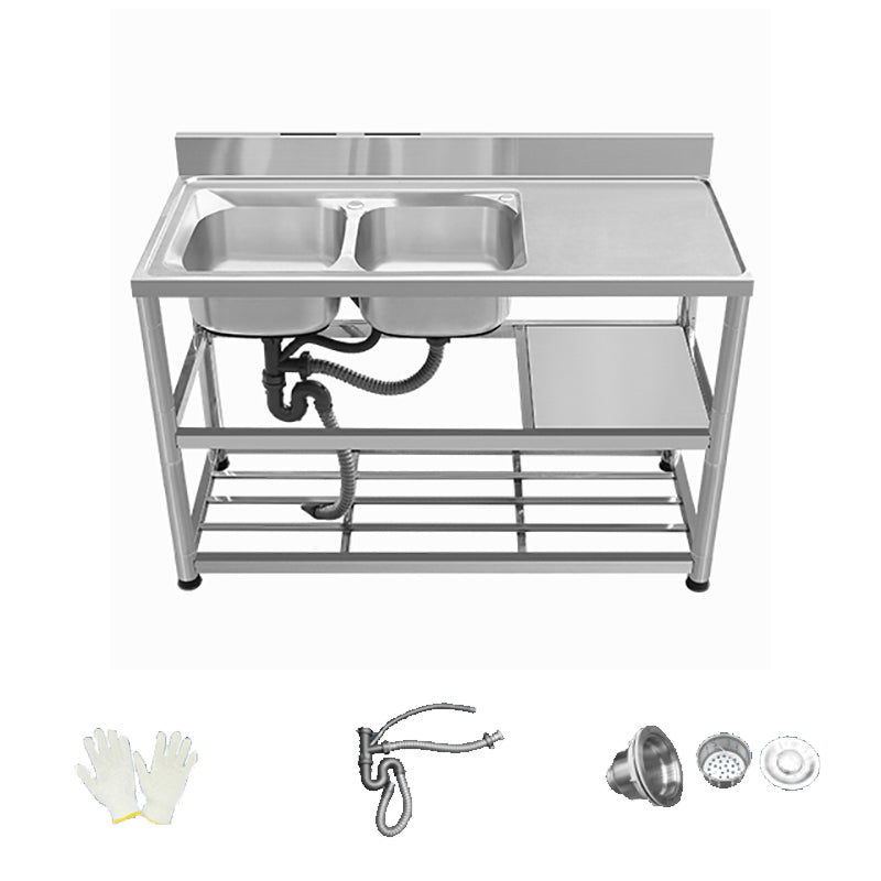 Modern Style Kitchen Sink All-in-one Stainless Steel Kitchen Sink with Drain Assembly 47"L x 20"W x 32"H Sink Only Left Clearhalo 'Home Improvement' 'home_improvement' 'home_improvement_kitchen_sinks' 'Kitchen Remodel & Kitchen Fixtures' 'Kitchen Sinks & Faucet Components' 'Kitchen Sinks' 'kitchen_sinks' 7165282