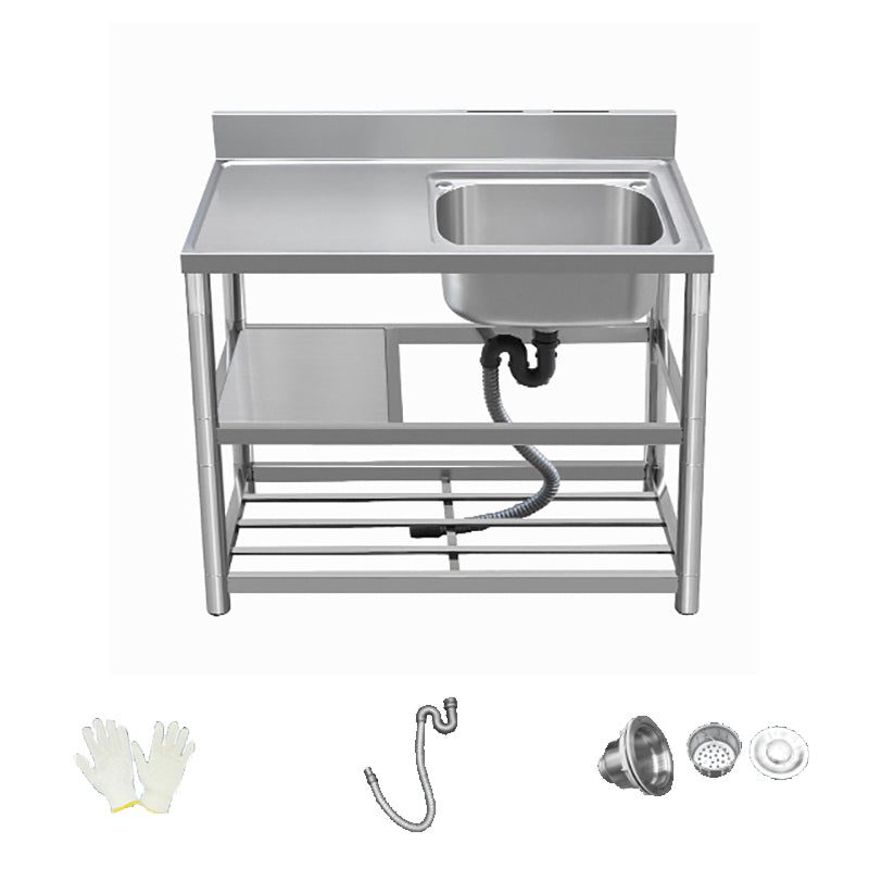 Modern Style Kitchen Sink All-in-one Stainless Steel Kitchen Sink with Drain Assembly 27.5"L x 20"W x 35"H Sink Only Right Clearhalo 'Home Improvement' 'home_improvement' 'home_improvement_kitchen_sinks' 'Kitchen Remodel & Kitchen Fixtures' 'Kitchen Sinks & Faucet Components' 'Kitchen Sinks' 'kitchen_sinks' 7165286