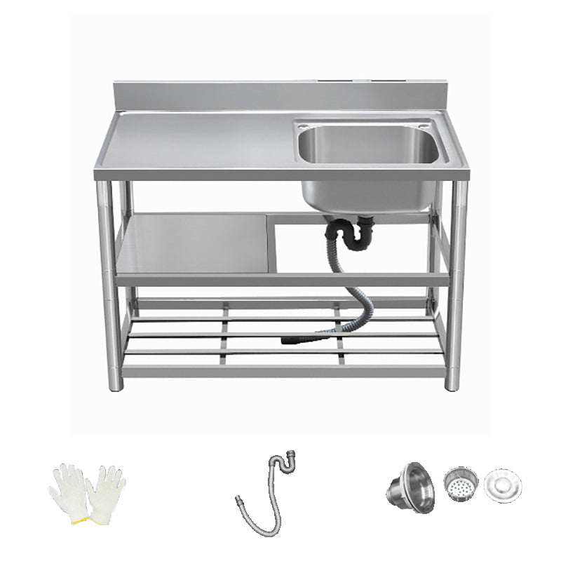 Modern Style Kitchen Sink All-in-one Stainless Steel Kitchen Sink with Drain Assembly 43"L x 20"W x 31.5"H Sink Only Right Clearhalo 'Home Improvement' 'home_improvement' 'home_improvement_kitchen_sinks' 'Kitchen Remodel & Kitchen Fixtures' 'Kitchen Sinks & Faucet Components' 'Kitchen Sinks' 'kitchen_sinks' 7165288