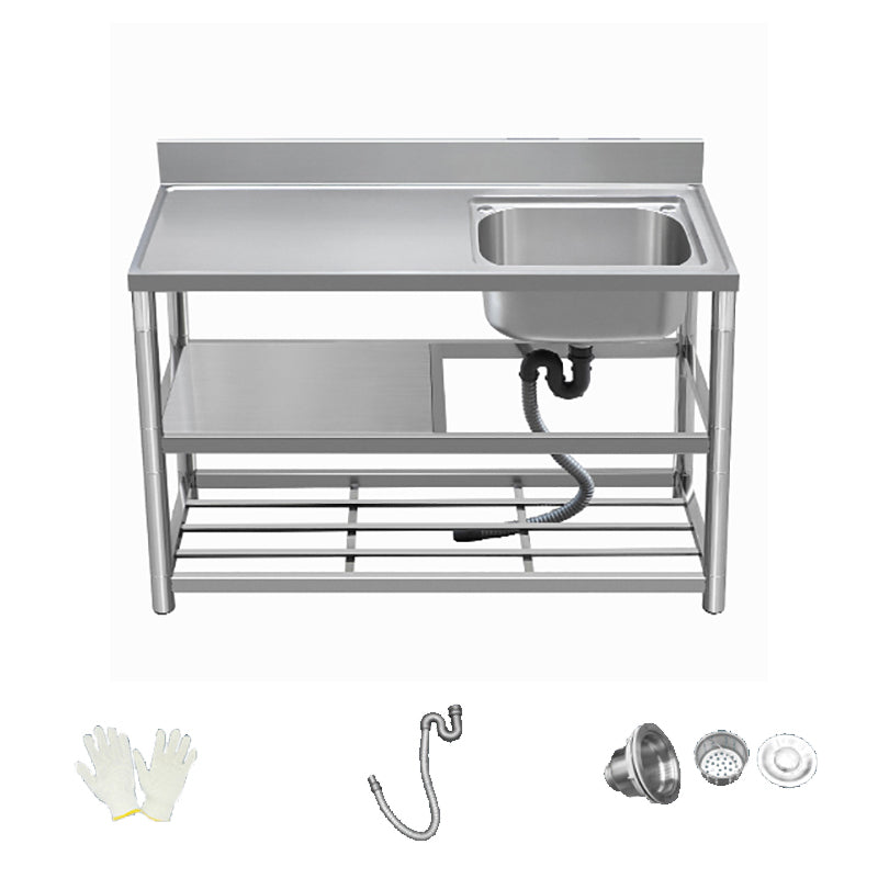 Modern Style Kitchen Sink All-in-one Stainless Steel Kitchen Sink with Drain Assembly 47"L x 20"W x 31"H Sink Only Right Clearhalo 'Home Improvement' 'home_improvement' 'home_improvement_kitchen_sinks' 'Kitchen Remodel & Kitchen Fixtures' 'Kitchen Sinks & Faucet Components' 'Kitchen Sinks' 'kitchen_sinks' 7165289