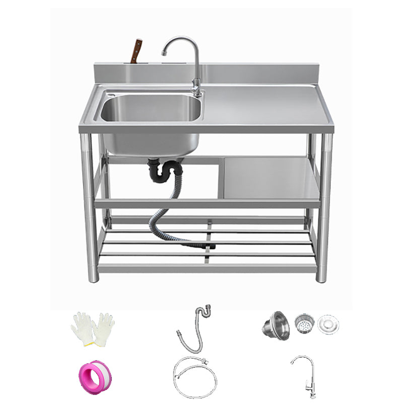 Modern Style Kitchen Sink All-in-one Stainless Steel Kitchen Sink with Drain Assembly 39"L x 20"W x 31"H Sink with Faucet Left Clearhalo 'Home Improvement' 'home_improvement' 'home_improvement_kitchen_sinks' 'Kitchen Remodel & Kitchen Fixtures' 'Kitchen Sinks & Faucet Components' 'Kitchen Sinks' 'kitchen_sinks' 7165293