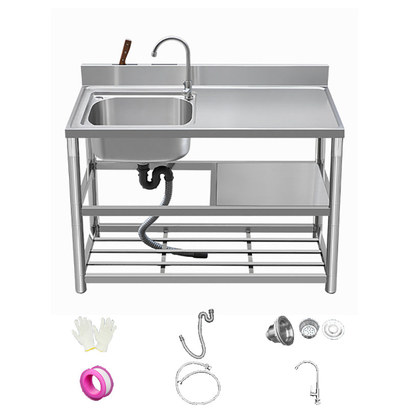 Modern Style Kitchen Sink All-in-one Stainless Steel Kitchen Sink with Drain Assembly 43"L x 20"W x 31.5"H Sink with Faucet Left Clearhalo 'Home Improvement' 'home_improvement' 'home_improvement_kitchen_sinks' 'Kitchen Remodel & Kitchen Fixtures' 'Kitchen Sinks & Faucet Components' 'Kitchen Sinks' 'kitchen_sinks' 7165294