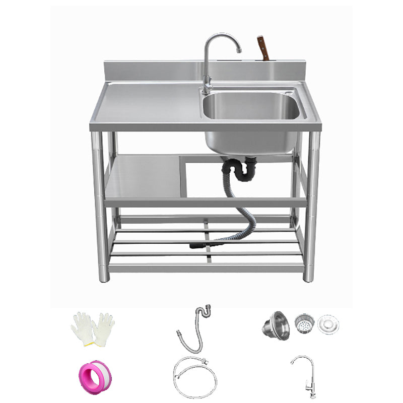 Modern Style Kitchen Sink All-in-one Stainless Steel Kitchen Sink with Drain Assembly 31"L x 20"W x 31"H Sink with Faucet Right Clearhalo 'Home Improvement' 'home_improvement' 'home_improvement_kitchen_sinks' 'Kitchen Remodel & Kitchen Fixtures' 'Kitchen Sinks & Faucet Components' 'Kitchen Sinks' 'kitchen_sinks' 7165297