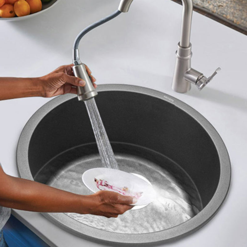 Modern Granite Single Bowl Sink with Basket Strainer Kitchen Sink Clearhalo 'Home Improvement' 'home_improvement' 'home_improvement_kitchen_sinks' 'Kitchen Remodel & Kitchen Fixtures' 'Kitchen Sinks & Faucet Components' 'Kitchen Sinks' 'kitchen_sinks' 7165334
