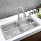 Stainless Steel Kitchen Sink Drop-In Contemporary Style Kitchen Double Sink 32"L x 17"W x 9"H Sink with Faucet Pull Out Faucet Clearhalo 'Home Improvement' 'home_improvement' 'home_improvement_kitchen_sinks' 'Kitchen Remodel & Kitchen Fixtures' 'Kitchen Sinks & Faucet Components' 'Kitchen Sinks' 'kitchen_sinks' 7165369