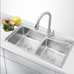 Stainless Steel Kitchen Sink Drop-In Contemporary Style Kitchen Double Sink 31"L x 17"W x 9"H Sink with Faucet Pull Out Faucet Clearhalo 'Home Improvement' 'home_improvement' 'home_improvement_kitchen_sinks' 'Kitchen Remodel & Kitchen Fixtures' 'Kitchen Sinks & Faucet Components' 'Kitchen Sinks' 'kitchen_sinks' 7165372