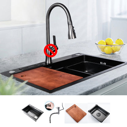 Contemporary Style Kitchen Sink Stainless Steel Kitchen Sink with Cutting Board Sink Only Clearhalo 'Home Improvement' 'home_improvement' 'home_improvement_kitchen_sinks' 'Kitchen Remodel & Kitchen Fixtures' 'Kitchen Sinks & Faucet Components' 'Kitchen Sinks' 'kitchen_sinks' 7165389