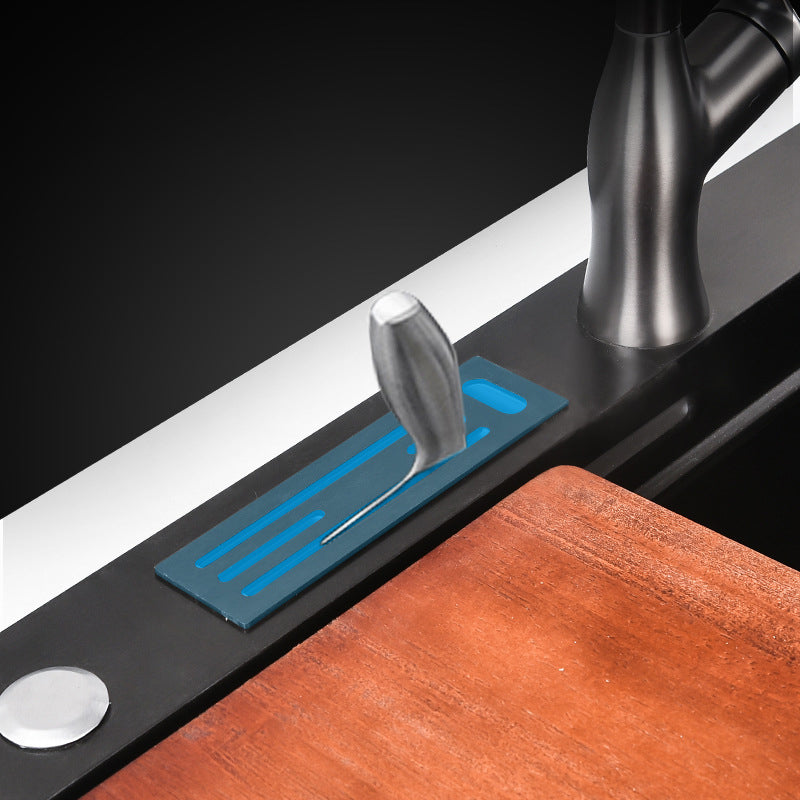 Contemporary Style Kitchen Sink Stainless Steel Kitchen Sink with Cutting Board Clearhalo 'Home Improvement' 'home_improvement' 'home_improvement_kitchen_sinks' 'Kitchen Remodel & Kitchen Fixtures' 'Kitchen Sinks & Faucet Components' 'Kitchen Sinks' 'kitchen_sinks' 7165391