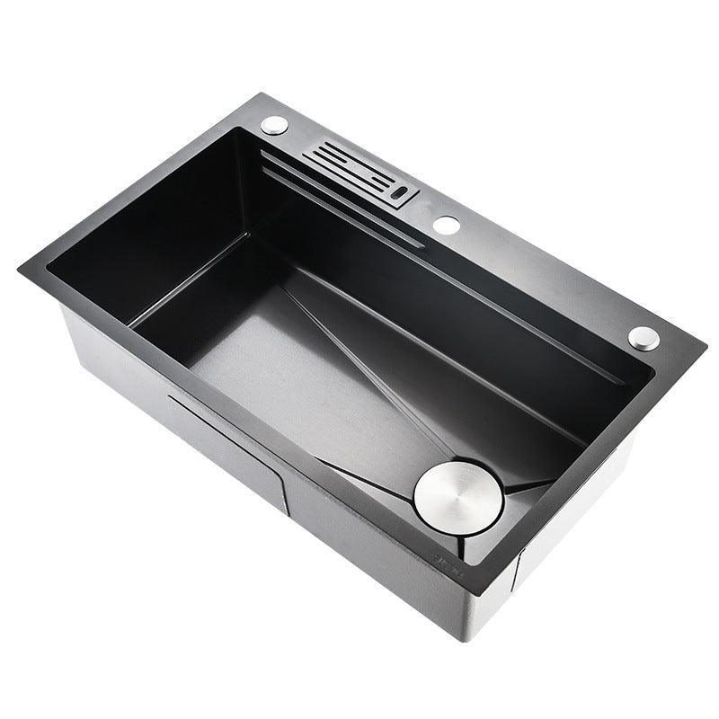 Contemporary Style Kitchen Sink Stainless Steel Kitchen Sink with Cutting Board Clearhalo 'Home Improvement' 'home_improvement' 'home_improvement_kitchen_sinks' 'Kitchen Remodel & Kitchen Fixtures' 'Kitchen Sinks & Faucet Components' 'Kitchen Sinks' 'kitchen_sinks' 7165393