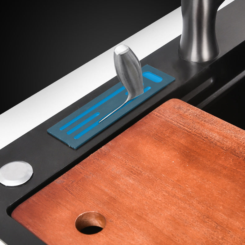 Contemporary Style Kitchen Sink Stainless Steel Kitchen Sink with Cutting Board Clearhalo 'Home Improvement' 'home_improvement' 'home_improvement_kitchen_sinks' 'Kitchen Remodel & Kitchen Fixtures' 'Kitchen Sinks & Faucet Components' 'Kitchen Sinks' 'kitchen_sinks' 7165395