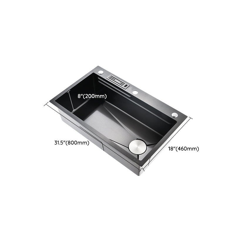 Contemporary Style Kitchen Sink Stainless Steel Kitchen Sink with Cutting Board Clearhalo 'Home Improvement' 'home_improvement' 'home_improvement_kitchen_sinks' 'Kitchen Remodel & Kitchen Fixtures' 'Kitchen Sinks & Faucet Components' 'Kitchen Sinks' 'kitchen_sinks' 7165401