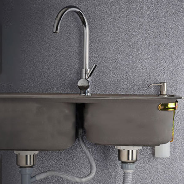 Contemporary Style Kitchen Double Sink Stainless Steel Drop-In Kitchen Sink Clearhalo 'Home Improvement' 'home_improvement' 'home_improvement_kitchen_sinks' 'Kitchen Remodel & Kitchen Fixtures' 'Kitchen Sinks & Faucet Components' 'Kitchen Sinks' 'kitchen_sinks' 7165405