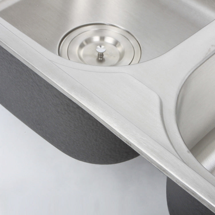 Contemporary Style Kitchen Double Sink Stainless Steel Drop-In Kitchen Sink Clearhalo 'Home Improvement' 'home_improvement' 'home_improvement_kitchen_sinks' 'Kitchen Remodel & Kitchen Fixtures' 'Kitchen Sinks & Faucet Components' 'Kitchen Sinks' 'kitchen_sinks' 7165409