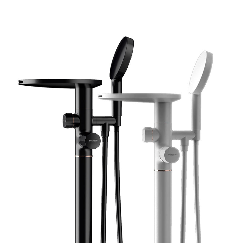 Floor Mounted Copper Freestanding Tub Filler Freestanding Round Tub Filler Trim Clearhalo 'Bathroom Remodel & Bathroom Fixtures' 'Bathtub Faucets' 'bathtub_faucets' 'Home Improvement' 'home_improvement' 'home_improvement_bathtub_faucets' 7165449