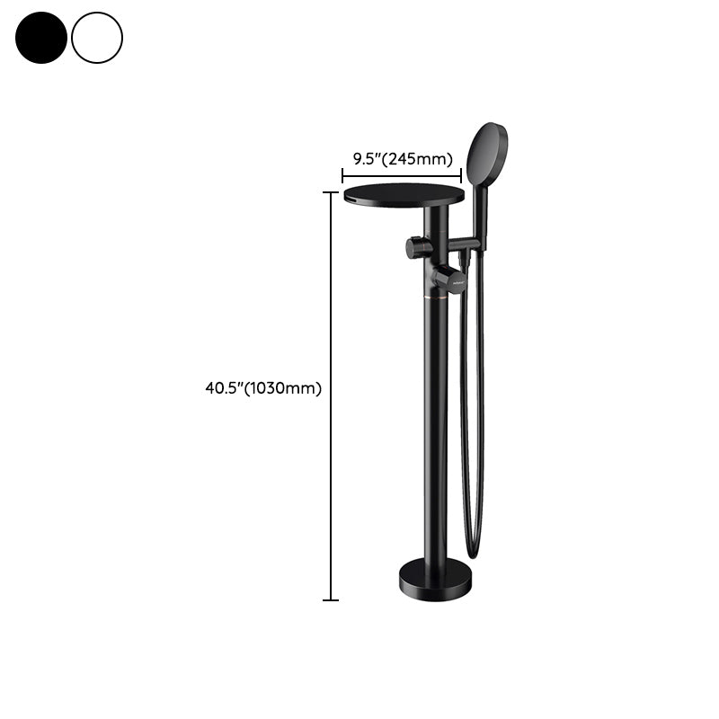 Floor Mounted Copper Freestanding Tub Filler Freestanding Round Tub Filler Trim Clearhalo 'Bathroom Remodel & Bathroom Fixtures' 'Bathtub Faucets' 'bathtub_faucets' 'Home Improvement' 'home_improvement' 'home_improvement_bathtub_faucets' 7165454