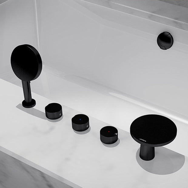 Modern Deck Mounted Metal Tub Faucet Trim Fixed Tub Faucet Trim Clearhalo 'Bathroom Remodel & Bathroom Fixtures' 'Bathtub Faucets' 'bathtub_faucets' 'Home Improvement' 'home_improvement' 'home_improvement_bathtub_faucets' 7165460