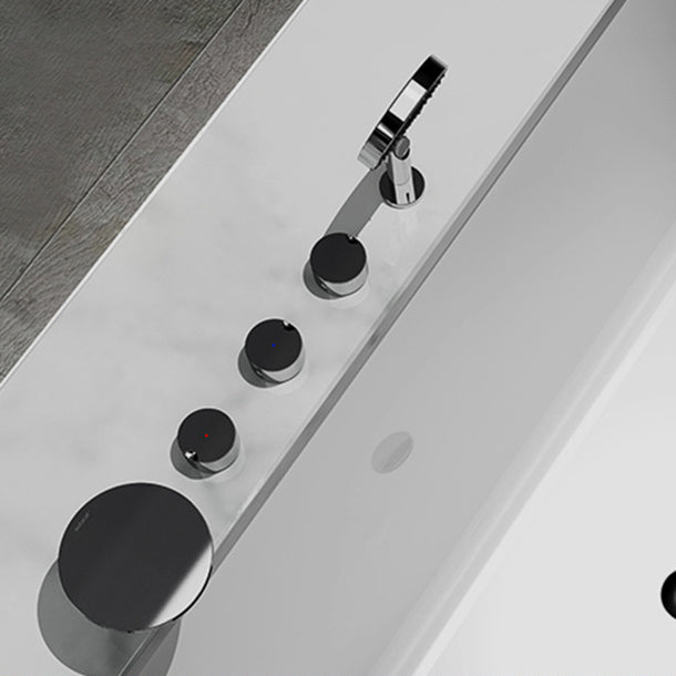 Modern Deck Mounted Metal Tub Faucet Trim Fixed Tub Faucet Trim Clearhalo 'Bathroom Remodel & Bathroom Fixtures' 'Bathtub Faucets' 'bathtub_faucets' 'Home Improvement' 'home_improvement' 'home_improvement_bathtub_faucets' 7165465