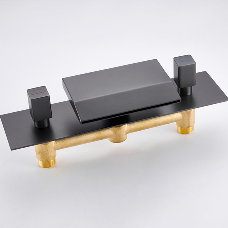 Deck Mounted Copper Roman Tub Faucet Waterfall Low Arc Roman Tub Faucet Set Clearhalo 'Bathroom Remodel & Bathroom Fixtures' 'Bathtub Faucets' 'bathtub_faucets' 'Home Improvement' 'home_improvement' 'home_improvement_bathtub_faucets' 7165493