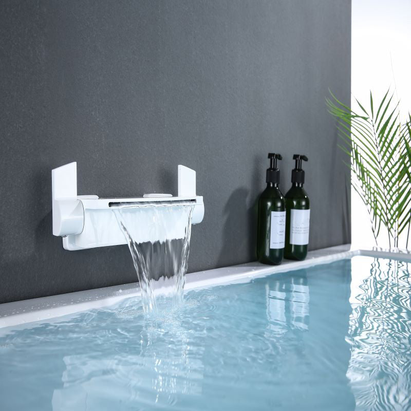 Classic Bath Faucet Solid Color Wall Mounted Waterfall Bathroom Faucet Clearhalo 'Bathroom Remodel & Bathroom Fixtures' 'Bathtub Faucets' 'bathtub_faucets' 'Home Improvement' 'home_improvement' 'home_improvement_bathtub_faucets' 7165556