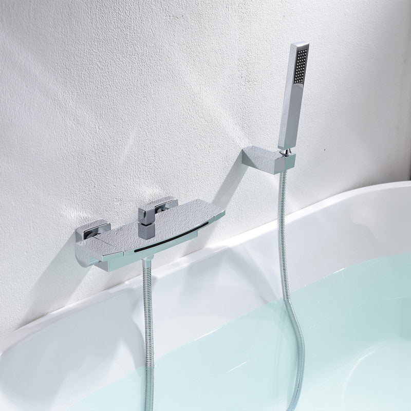 Classic Bath Faucet Solid Color Wall Mounted Waterfall Bathroom Faucet Clearhalo 'Bathroom Remodel & Bathroom Fixtures' 'Bathtub Faucets' 'bathtub_faucets' 'Home Improvement' 'home_improvement' 'home_improvement_bathtub_faucets' 7165559