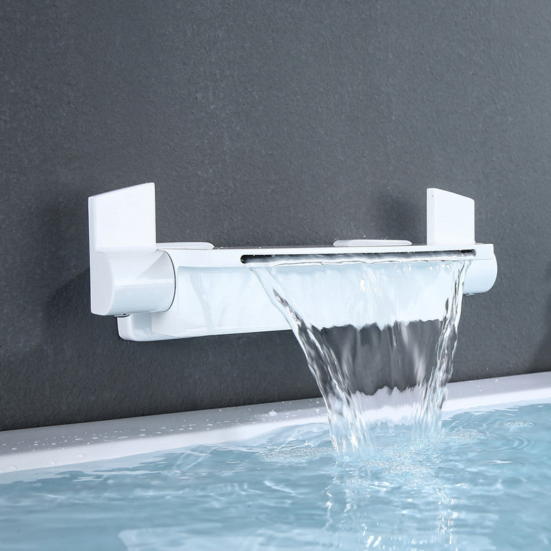 Classic Bath Faucet Solid Color Wall Mounted Waterfall Bathroom Faucet White Hand Shower Not Included Clearhalo 'Bathroom Remodel & Bathroom Fixtures' 'Bathtub Faucets' 'bathtub_faucets' 'Home Improvement' 'home_improvement' 'home_improvement_bathtub_faucets' 7165564